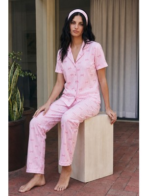Miss Art Viskon Karışım Homewear Pembe Pijama Takımı