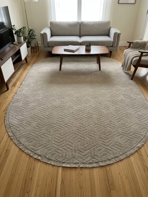 Merinos Elagans Joy Rölyef Bohem Oval Püsküllü Halı Yolluk | Kaymaz Taban | Robot Süpürge Uyumlu | Kolay Temizlenebilir | Modern Salon, Mutfak, Oda ve Koridor Halısı