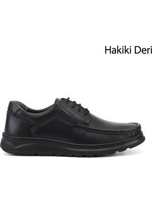 Gönderi(r) Erkek Siyah  Bağcıklı Hakiki Deri Ayakkabı