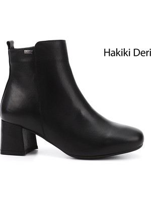 Gönderi(r) Kadın Siyah  Fermuarlı Kalın Topuklu Hakiki Deri Bot
