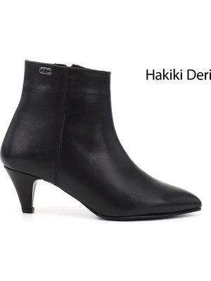 Gönderi(r) Kadın Siyah Fermuarlı Sivri Burun Hakiki Deri Bot