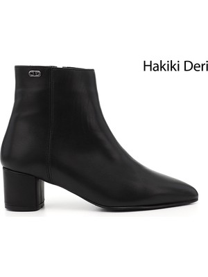 Gönderi(r) Kadın Siyah Fermuarlı Sivri Burun Hakiki Deri Bot