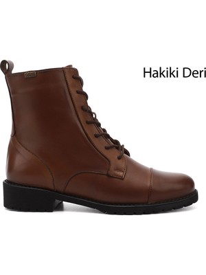 Gönderi(r) Kadın Taba Antik  Fermuarlı Kauçuk Taban Hakiki Deri Postal Bot