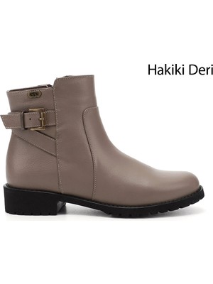 Gönderi(r) Kadın Vizon Flotter  Fermuarlı Kauçuk Taban Hakiki Deri Bot