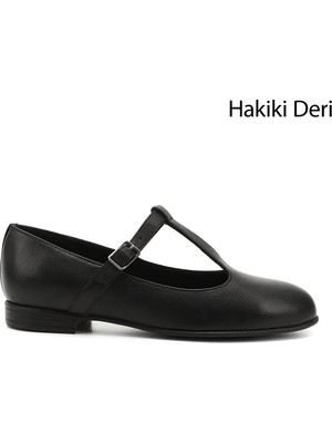 Gönderi(r) Kadın Siyah  Mary Jane Hakiki Deri Babet