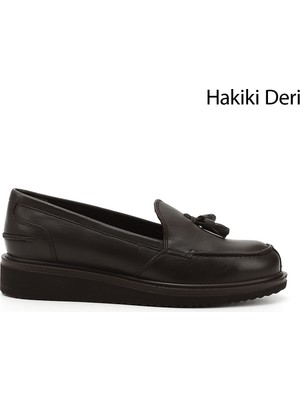 Gönderi(r) Kadın Kahve  Dolgu Taban Hakiki Deri Loafer Ayakkabı