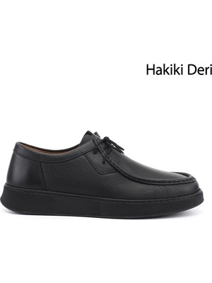 Gönderi(r) Erkek Siyah Floter  Bağcıklı Hakiki Deri Ayakkabı