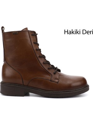 Gönderi(r) Kadın Kahve  Fermuarlı Kauçuk Taban Hakiki Deri Postal Bot
