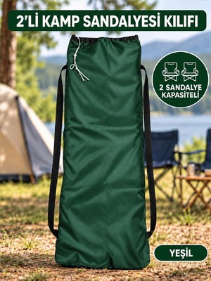 TemmuzX 2 Sandalye Kapasiteli Lastikli Kamp Sandalyesi Kılıfı Omuz Askılı Piknik Plaj Katlanır Sandalye Taşıma Çantası Paraşüt Kumaş 110 x 50 cm