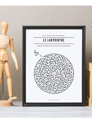 TemmuzX Store Banyo Ev Duvar Dekor Çerçevesiz Poster Labirent Temalı Tasarım Poster 20 x 30 Beyaz, 532R242