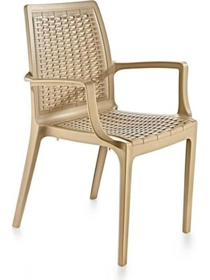 TemmuzX SY-2524 Örgü Desenli Rattan Bahçe Koltuk Sandalye 4'lü Set