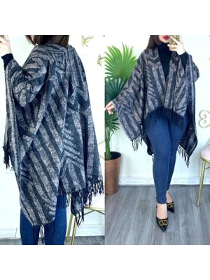 ALDAIYR Kadın Kışlık Çift Taraflı Panço Omuz 140X140