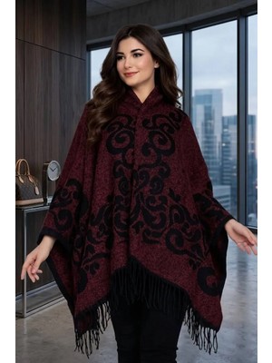 ALDAIYR Kadın Kışlık Çift Taraflı Panço Omuz 140X140