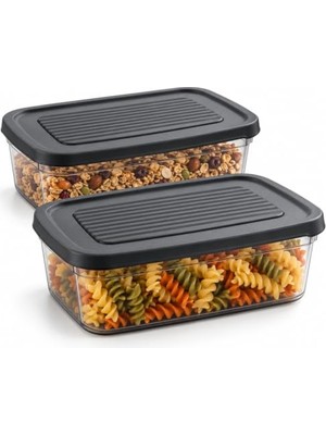 Die Grup Saklama Kabı Seti 2'li, 3200ML, 1600ML X2 Büyük Boy Derin Dondurucu ve Mikrodalga Için Kahvaltılık, Yemek Gıda Depolama Kutusu, Plastik Mutfak Düzenleyici Organizer, Bpa Içermez (Gri)