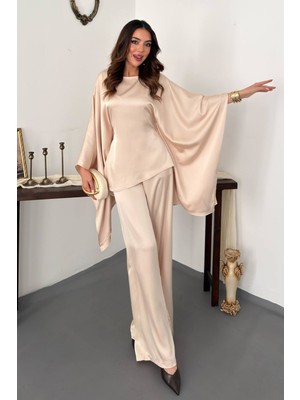 Eskc Trend Moda Bej Pelerinli Takım
