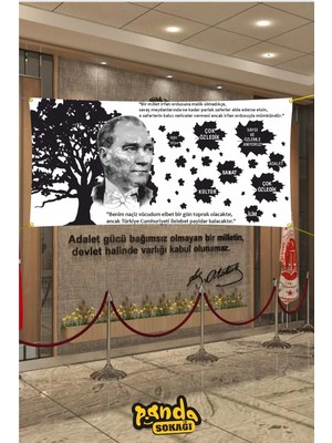 Panda Sokağı Atatürk 10 Kasım Afişi Branda Baskı 200X100 Atatürkü Anma