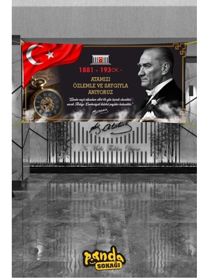 Panda Sokağı Atatürk 10 Kasım Afişi Branda Baskı 200X100 Atatürkü Anma