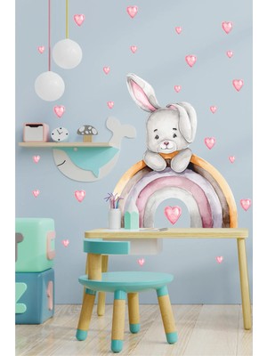 Odak Reklam Gökkuşağı ve Tavşan Çocuk Odası Duvar Sticker