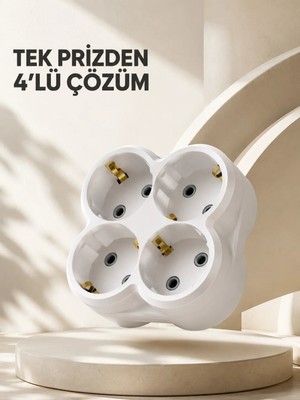 İlkyaz Fashion Ifk ® Kompakt 4’lü Priz Adaptörü Ev Ofis Için Kablosuz Priz Çoğaltma Aparatı