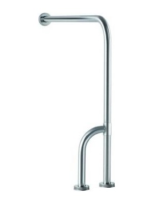 MaxiFlow Modern Tasarımlı Paslanmaz Engelli Yer Duvar Baston Ayak Tutunma Barı Krom Renk 75x75x30 cm Modern Tasarım