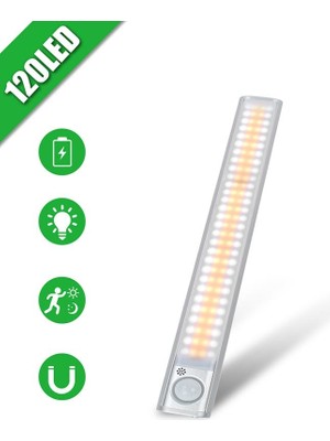 Exeo 120 LED Şarjlı Dolap Işığı Mutfak Tezgah Altı Sensörlü Yüksek Parlaklık ve Düşük Güç Tüketimi