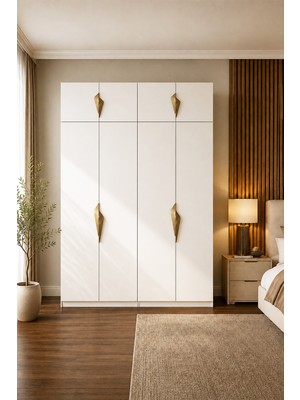 Avmpark Gama 8 Kapaklı Askılı +  Askılı Raflı + Ek Modüllü Tasarım Kulplu 253 cm Gardırop Elbise Dolabı