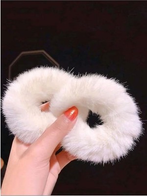 Kadın 2'li Beyaz Peluş Lastik Toka Seti,kadın Çocuk Mandal Toka, Lastik Toka Seti, Toka Organizer, Toka, Kız Çocuk Toka, Toka
