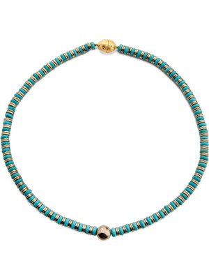 Chaseldor Diana Blue Kadın Kolye, Doğal Hematit Taşı, Altın Rengi