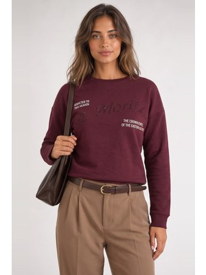 Fashion Friends Baskılı Pamuklu Regular Fit Bisiklet Yaka Sweat Kadın Sweat 26K0327K1