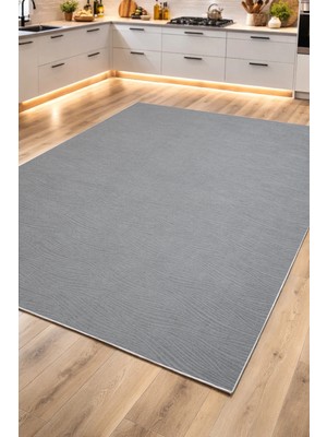 Decomia Home Liora Gri  Modern Kolay Temizlenebilir Leke Tutmaz Kaymaz Tabanlı Mutfak Halısı Salon Halısı Koridor Halı