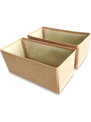 2'li Bej Çekmece Içi Düzenleyici Organizer Set - Çok Amaçlı Dolap Içi Kutu Seti (28 * 13 * 13)