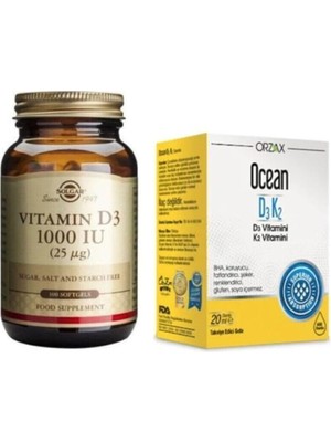 Xml Bayiciniz Tr D3 Vitamini 1000 Iu 100 Kapsül + Ocean D3 K2 Vitamini Damla 20 ml P10480