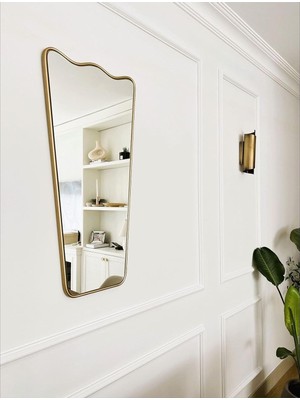 Xml Bayiciniz Tr Asimetrik Ayna/dekor Aynası/konsol Aynası/italyan Tarzı Duvar Aynası Gold 40 x 78