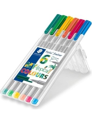 334 SB6CS4 Triplus Üçgen Finerliner Tropikal Renkler 0.3 mm 6'li Set
