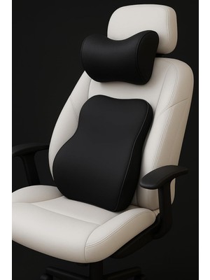 Visco Premium Ergonomik Ofis Koltuğu Bel & Boyun Destek Minderi (Siyah) Siyah