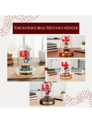 Türk Bayraklı Sıralı Ters Fanus - Öğretmenler Günü Hediyesi  Midastech
