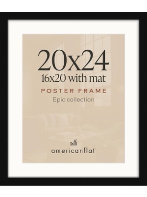 16 x 20 Mat Veya 20 x 24 Resim Çerçevesi Matsız Siyah Pleksiglas Kapaklı Ahşap ve Duvar Için Yatay ve Dikey Formatlar Için Asma Donanımı Dahil