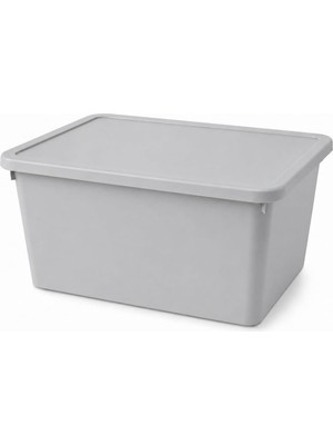 20 Litre Kapaklı Plastik Depolama Kutusu Organizer Kutu Çok Amaçlı Düzenleyici Saklama Kutusu Ev Içi Dolap Içi Oyuncak Kıyafet Banyo Mutfak Organizer Kutusu (Açık Gri)
