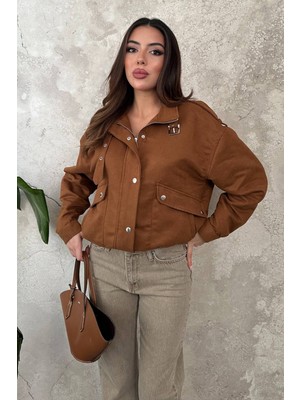 Orden Yaşam Camel Dik Yakalı Kısa Ceket