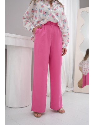 Orden Yaşam Pembe Yüksek Bel Wide Leg Pantolon