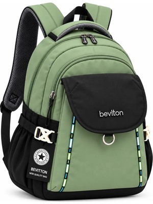 Bevitton Unisex Çok Bölmeli Kapaklı Sırt Çantası – Günlük, Okul ve Seyahat Için Haki-Siyah Çanta 2602
