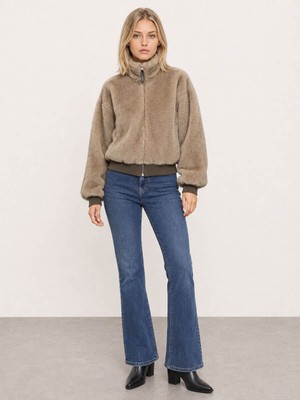 Loft  Kapüşonlu Oversize Bej Kadın Mont LF2043908