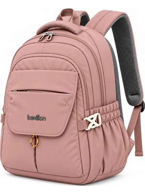 Bevitton Okul Çantası Su Geçirmez Kumaş Unisex Okul Sırt Çantası 2601 Pudra