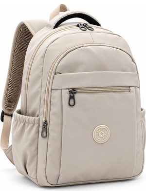 Bevitton Suya Dayanıklı Kumaş Günlük Sırt Çantası Unisex 2300 Bej Ergonomik Tasarım ve Günlük Kullanım İçin