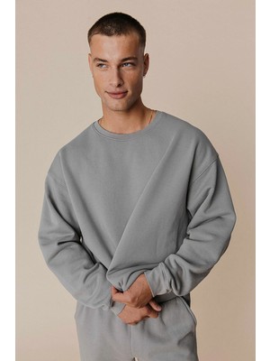 Guaraz Erkek Bisiklet Yaka Oversize Kalın ve Yumuşak Dokulu Basıc Sweatshirt