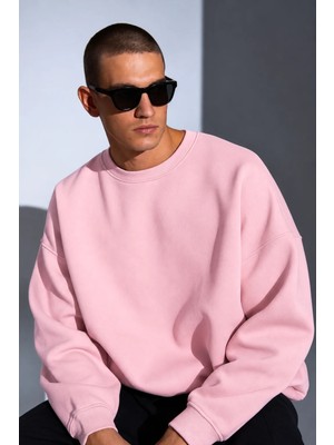 Guaraz Erkek Bisiklet Yaka Oversize Kalın ve Yumuşak Dokulu Basıc Sweatshirt