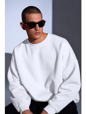 Guaraz Erkek Bisiklet Yaka Oversize Kalın ve Yumuşak Dokulu Basıc Sweatshirt