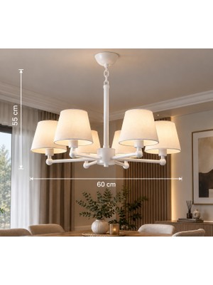 Browia Lighting Kolesa 6'lı Şapkalı Modern Salon Avizesi