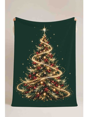 Luvis Store Glow Pine Işıltılı Yılbaşı Çam Ağacı Desenli Çok Amaçlı Polar Battaniye & Örtü
