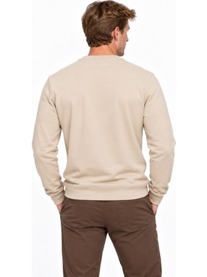 Lacoste Bisiklet Yaka Bej Regular  Fit Erkek Sweatshırt